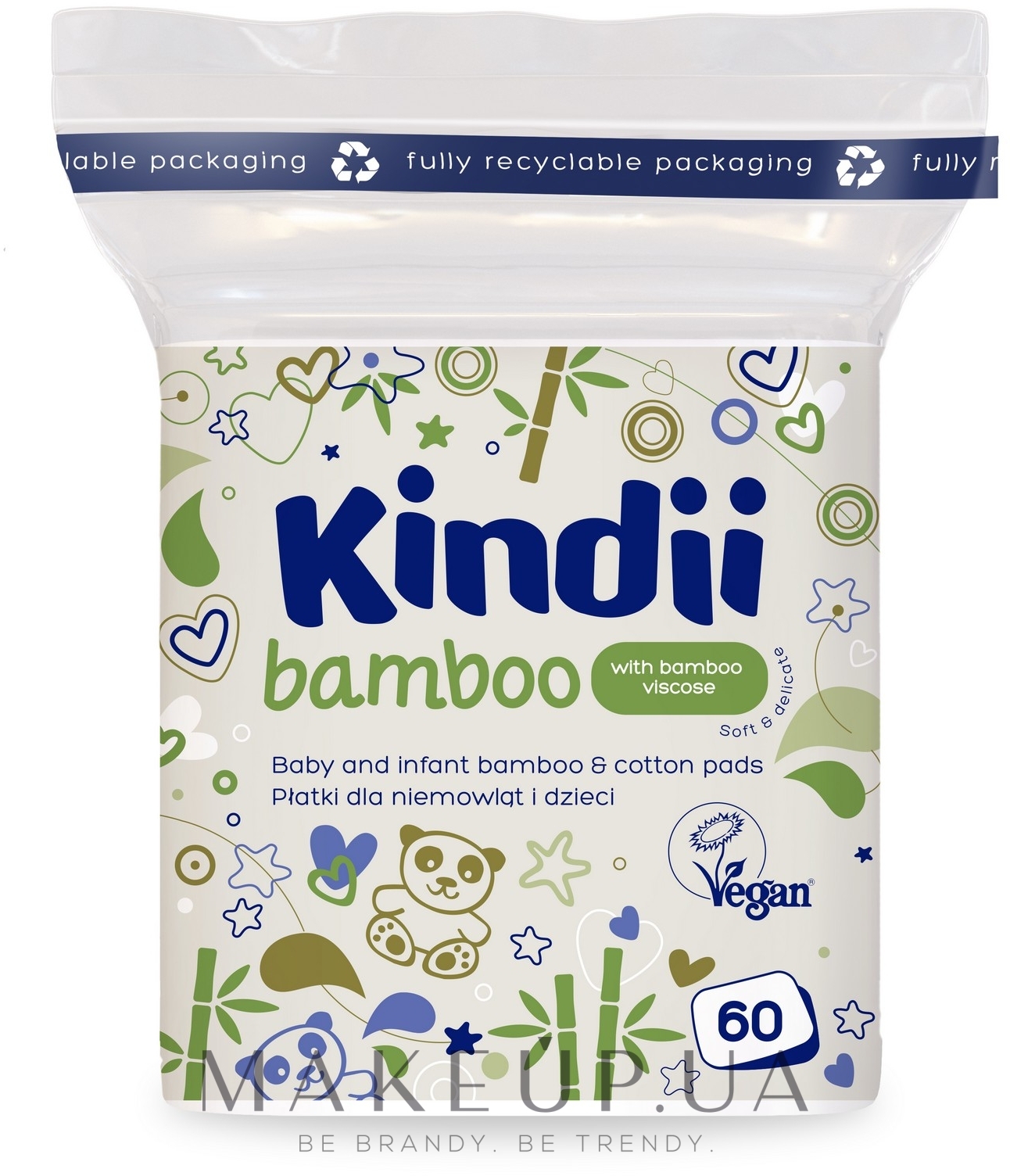 Ватные диски для младенцев и детей - Kindii Bamboo Cotton Pads — фото 60шт