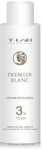 Крем-проявитель 3% - T-LAB Professional Premier Blanc Cream Developer 10 vol 3% — фото 150ml