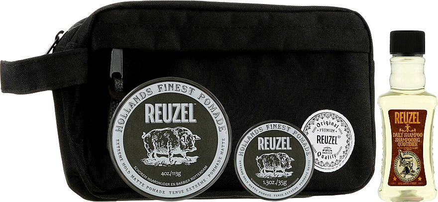 Набор - Reuzel Extreme Travel Bag Set (h/pomade/113g + h/pomade/35g + shm/100ml + bag) — фото N1