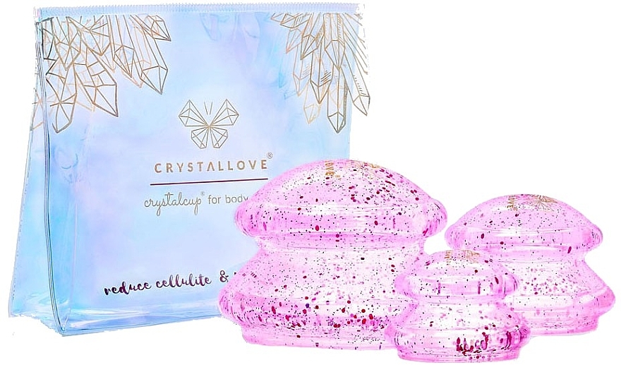 Силіконові банки для масажу тіла, рожеві - Crystallove Crystal Body Cupping Set Rose — фото N1