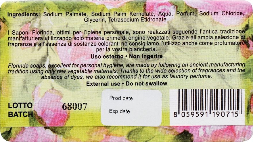 Мыло натуральное "Букет роз" - Florinda Sapone Vegetale Vegetal Soap Rose Bouquet — фото N2