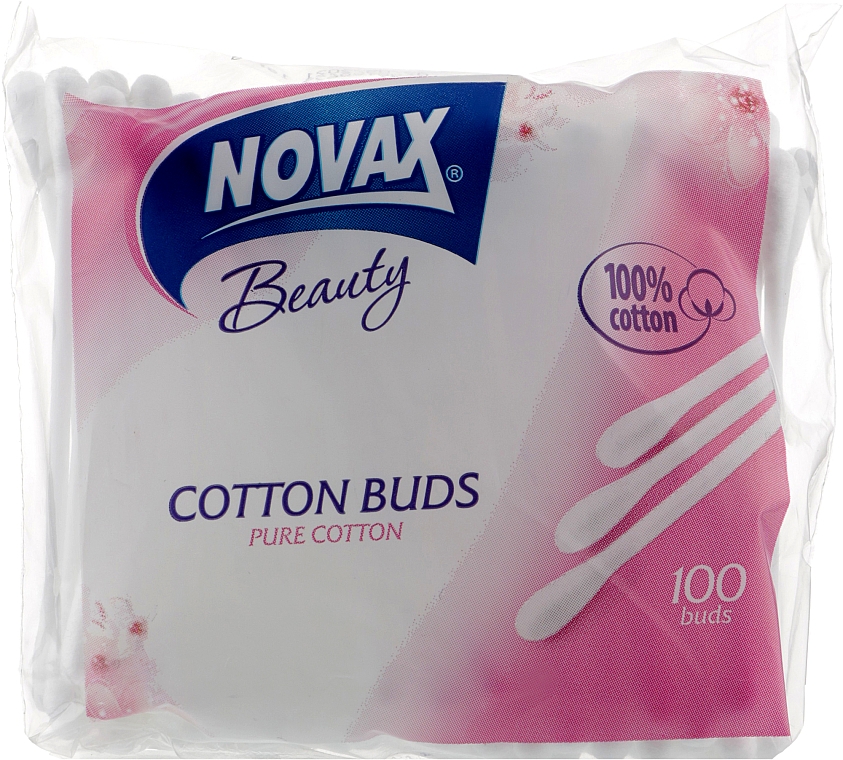 Ватные палочки в полиэтиленовой упаковке, 100 шт - Novax Cotton Buds — фото N1