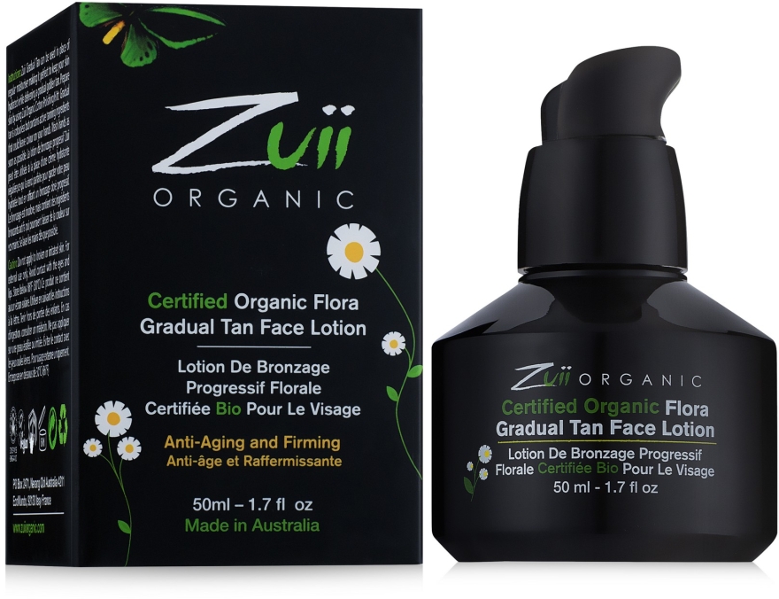Лосьйон для поступової засмаги обличчя - Zuii Organic Flora Gradual Face Tan Lotion — фото N1