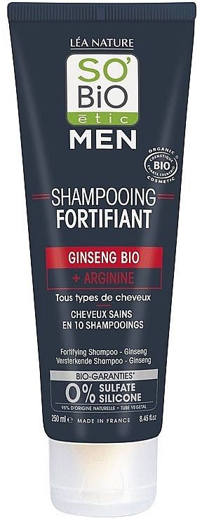 Укрепляющий шампунь "Женьшень + аргинин" - So'Bio Etic Men Fortifying Shampoo Organic Ginseng + Arginine — фото N1