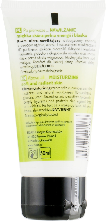 Ультразволожувальний крем для обличчя - Hean Basic Care Cucumber&Aloe Moisturizing Cream — фото N2