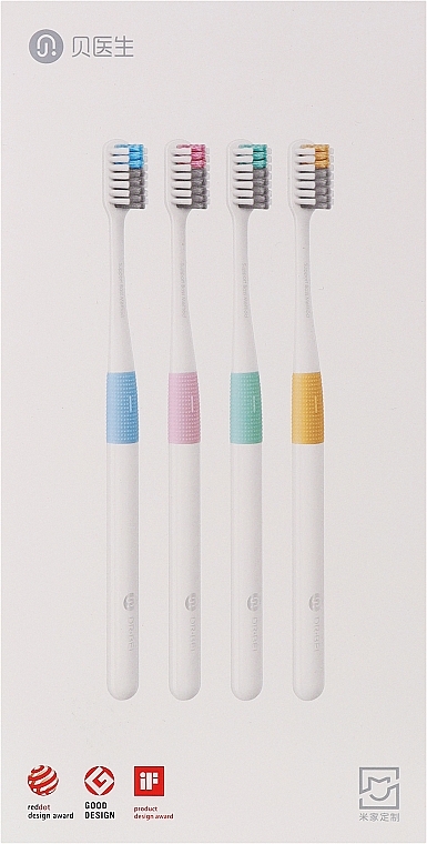Набір зубних щіток - Xiaomi Dr.Bei Bass Toothbrush Classic With 1 Travel Package (toothbrush/4pc + case/1pc) — фото N1
