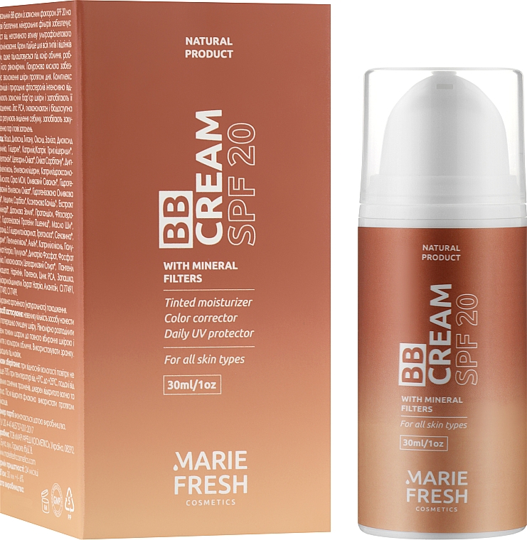 Тонувальний ВВ-крем для обличчя - Marie Fresh Cosmetics BB Cream SPF 20 — фото N2