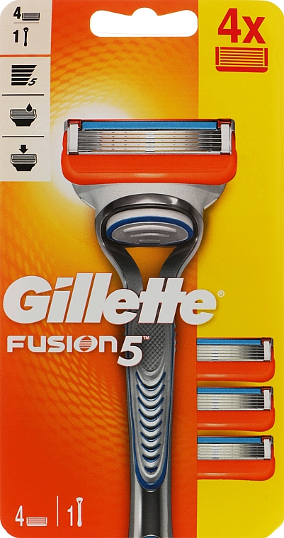 Бритва з 4 змінними картриджами, сіра - Gillette Fusion5 Razor For Men — фото N1