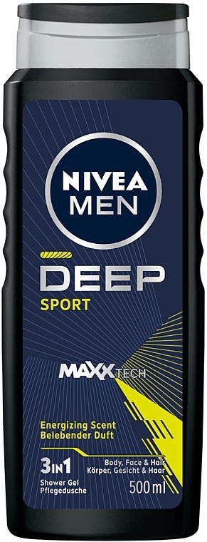 Гель для душу 3 в 1 - Nivea Men Deep Sport MAXXTECH Shower Gel — фото N1