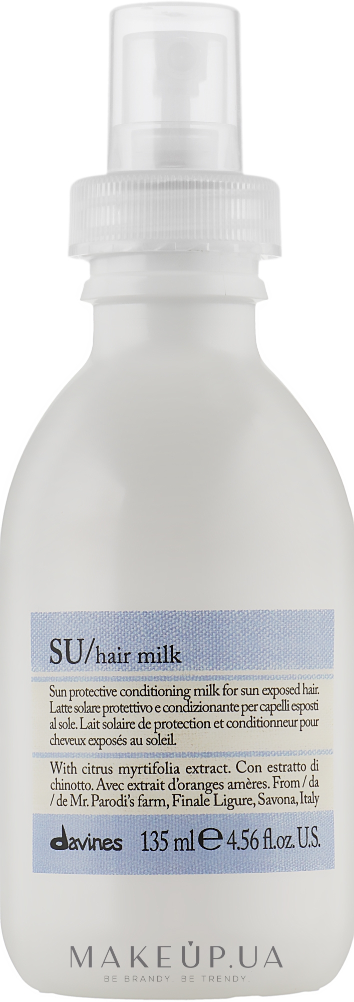 Захисне зволожуюче молочко-кондиціонер для волосся - Davines SU Protective Conditioning Hair Milk — фото 135ml