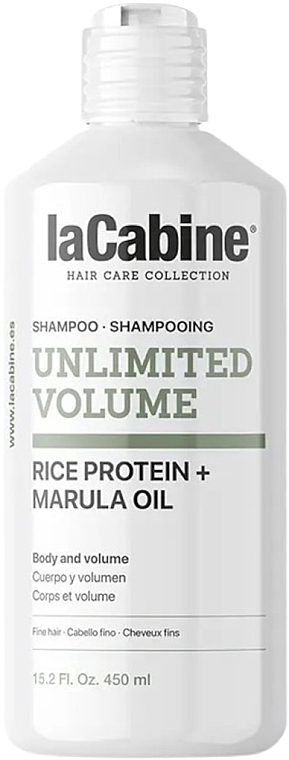 Шампунь для об'єму з рисовим протеїном та олією марули - La Cabine Unlimited Volume Shampoo Rice Protein + Marula Oil — фото N1