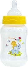 Пляшечка для годування із широкою шийкою та силіконовою соскою, 250 мл, 0+, жовта - Baby Team — фото N3
