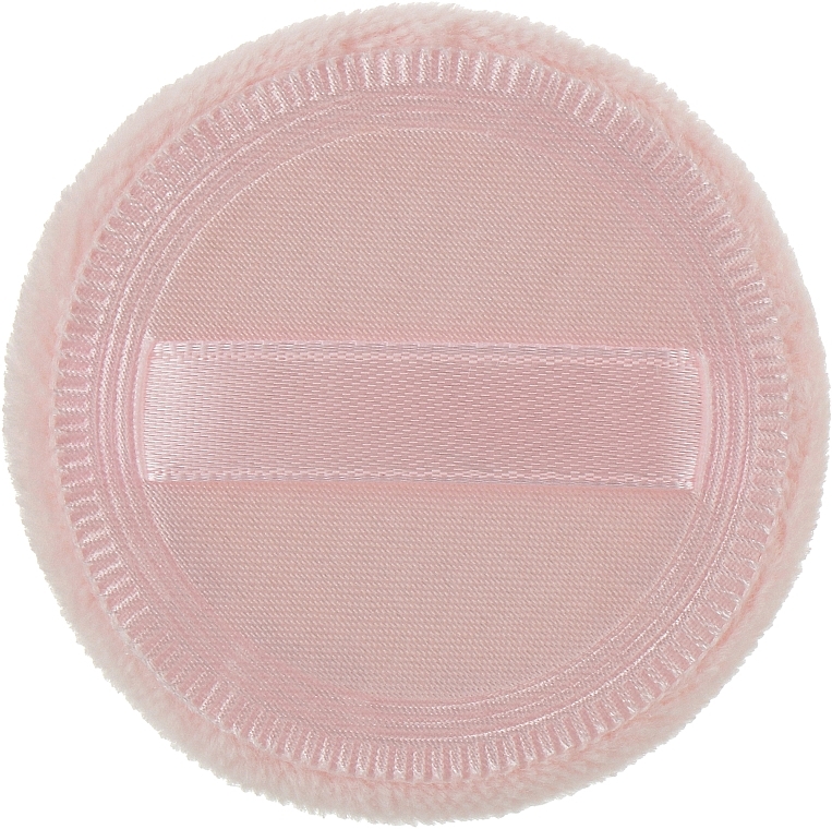 Пуховка тканевая для пудры "Круг", розовая с лентой №979 - Dark Blue Cosmetics — фото N2