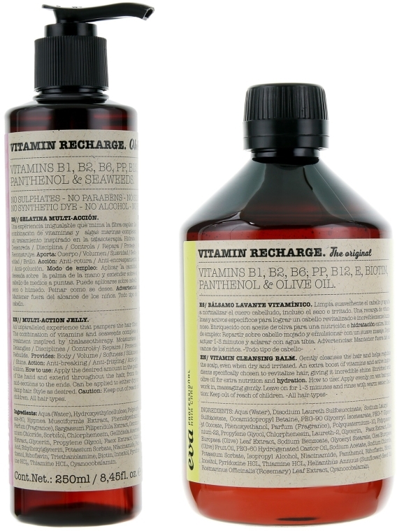 Набір для догляду за волоссям - Eva Professional Vitamin Recharge Pack The Original (shm/500ml + cr/250ml)