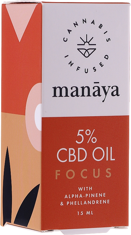 Олія конопель для підвищення концентрації й уваги - Manaya 5 % CBD Oil Focus — фото N1