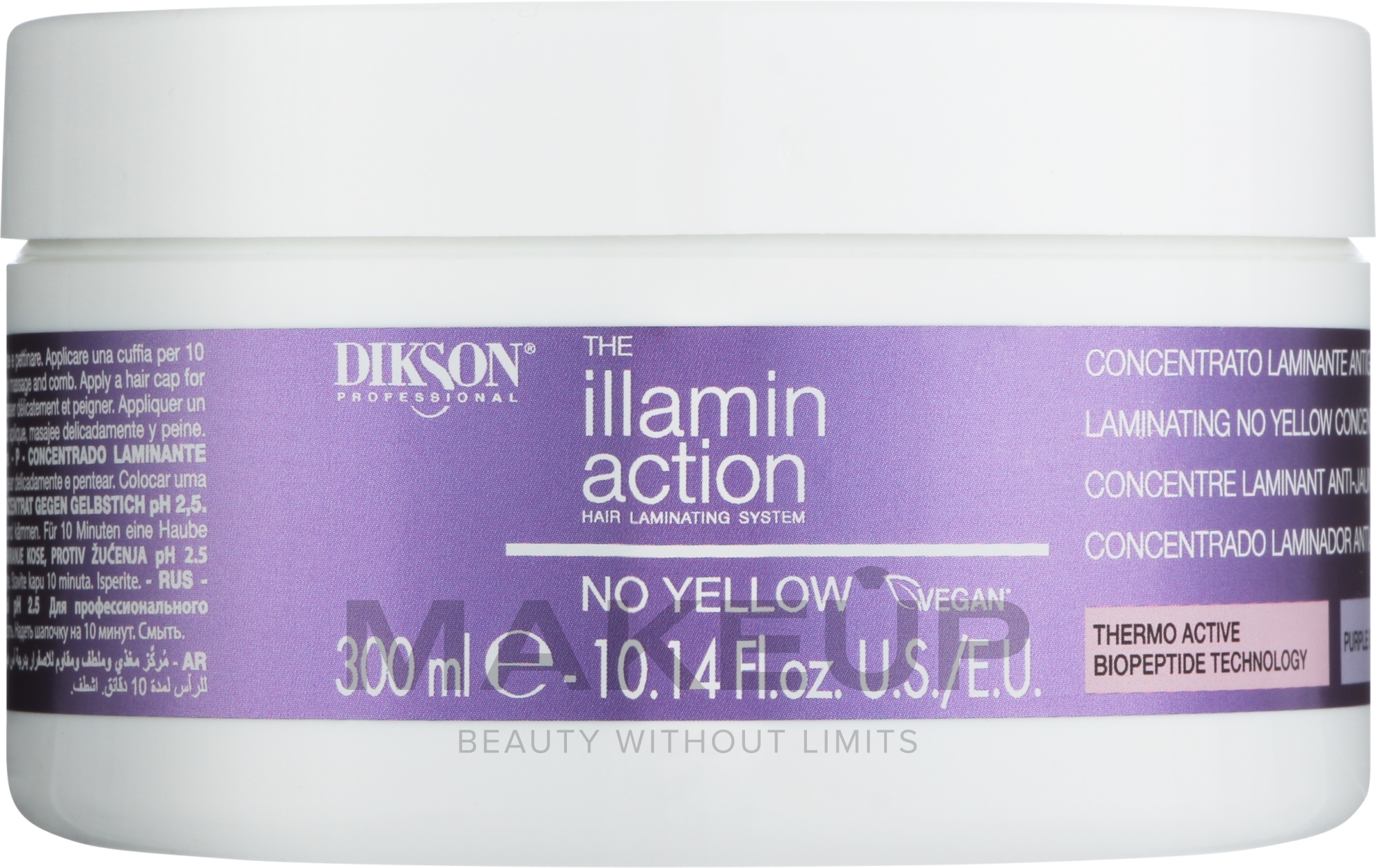 Термоактивный концентрированный крем нейтрализатор желтизны для ламинирования волос - Dikson Illaminaction Laminating No Yellow Concentrate pH 2.5 — фото 300ml