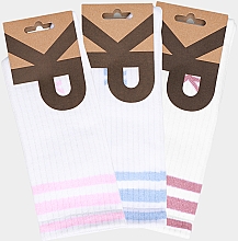 Шкарпетки високі для жінок "Women's Socks KP Sport 3-Pack", 3 пари, білі - Keyplay — фото N2