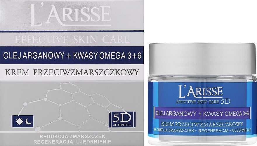 Крем против морщин 65+ - Ava Laboratorium L'Arisse 5D Anti-Wrinkle Cream Agran Oil & Omega 3+6 — фото N1