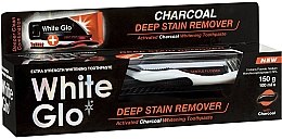 Набір - White Glo Charcoal Deep Stain Remover Toothpaste (toothpaste/100ml + toothbrush) — фото N1