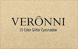 Професійна палетка глітерних тіней для повік, 15 кольорів - Veronni — фото N2
