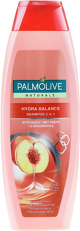 Шампунь 2в1 "Гідробаланс. Екстракт Персика" зволожуючий, шовковисте волосся - Palmolive Naturals — фото N5