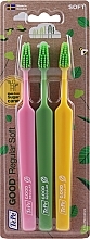 Духи, Парфюмерия, косметика Набор зубных щеток, зеленая + желтая + розовая - Tepe Good Regular 3 Pack Toothbrush
