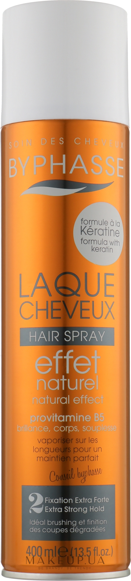 Лак для волос - Byphasse Keratin Natural Effect Extra Strong Hair Spray — фото 400ml