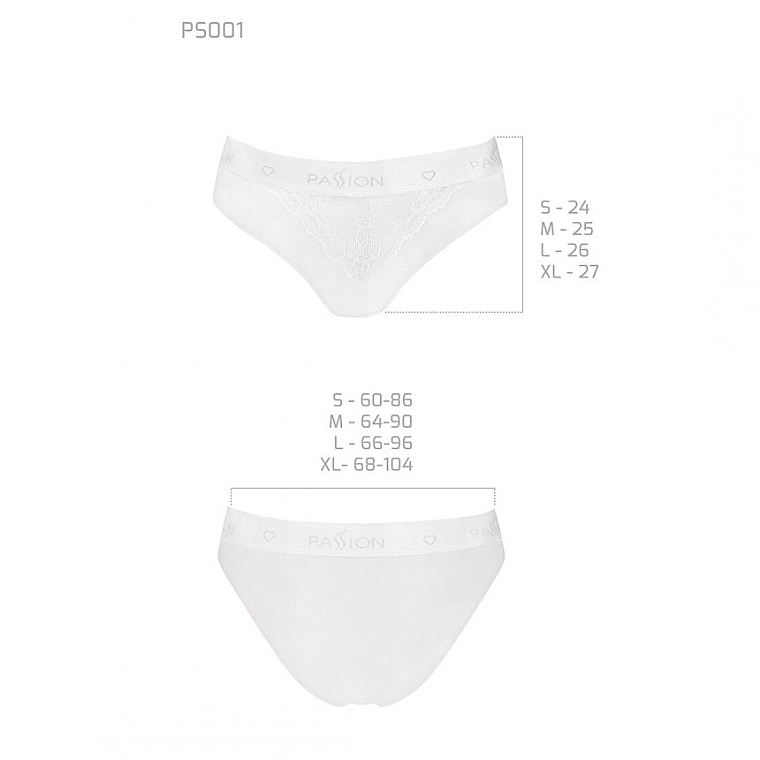 Трусики з широкою резинкою і мереживом, PANTIES, PS001, white - Passion — фото N3