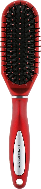 Масажна щітка для волосся, червона 23,5 см - Titania Salon Professional — фото N1
