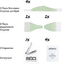 Набор для коррекции бровей - Andmetics Brow Wax Strips Women (strips/4x2pc + strips/4x2pc + wipes/4pc) — фото N3