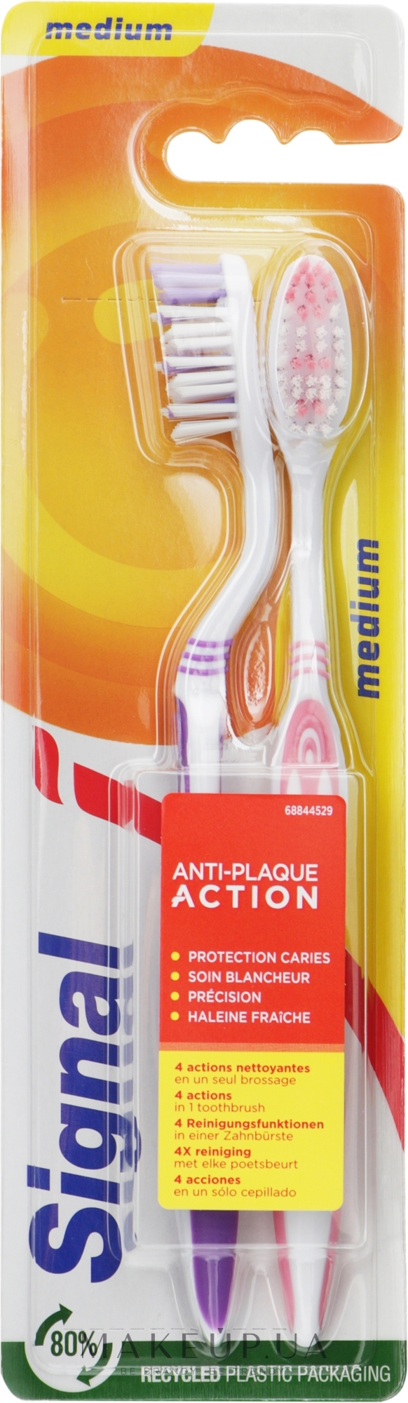 Зубні щітки, середньої жорсткості, фіолетова + рожева - Signal Anti-Plaque Duo — фото 2шт