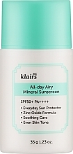 Парфумерія, косметика М’який мінеральний сонцезахисний крем - Klairs All-day Airy Mineral Sunscreen