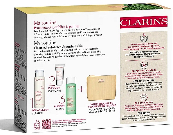 Набор - Clarins My Cleansing Essentials (f/lmilk/200ml + f/lot/200ml + f/cr/15ml + makeup/bag) — фото N5