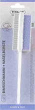 Щітка-пемза педикюрна комбінована, 7066, на довгій ручці, блідо-синя - Titania — фото N1
