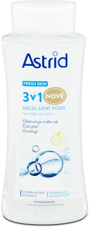Міцелярна вода 3 в 1 для нормальної та змішаної шкіри - Astrid Fresh Skin 3in1 Micellar Water — фото N1
