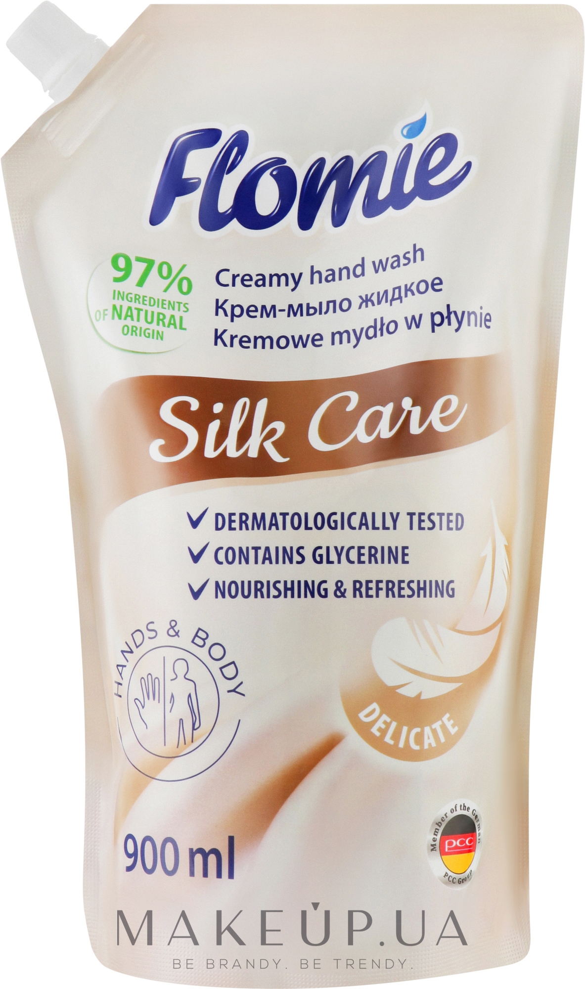 Жидкое крем-мыло - Flomie Delicate Silk Care Creamy Hand Wash (сменный блок) — фото 900ml