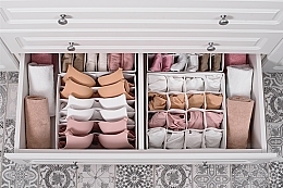 Органайзер для хранения с 6 ячейками, белый 30х30х10 см "Home" - MAKEUP Drawer Underwear Organizer White — фото N4