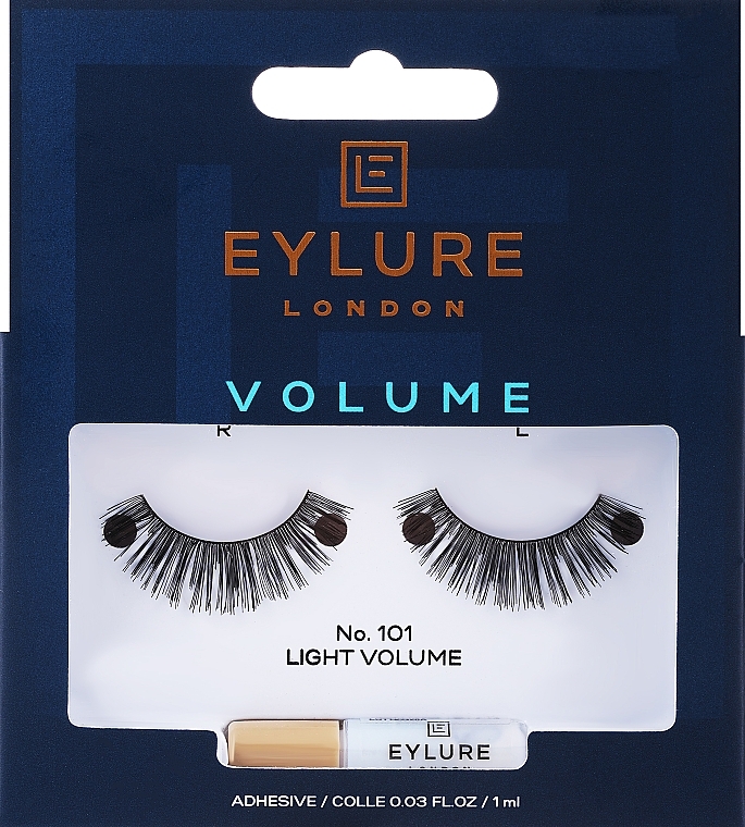 Накладные ресницы №101 в комплекте с клеем - Eylure Volume False Eyelashes No.101 — фото N1