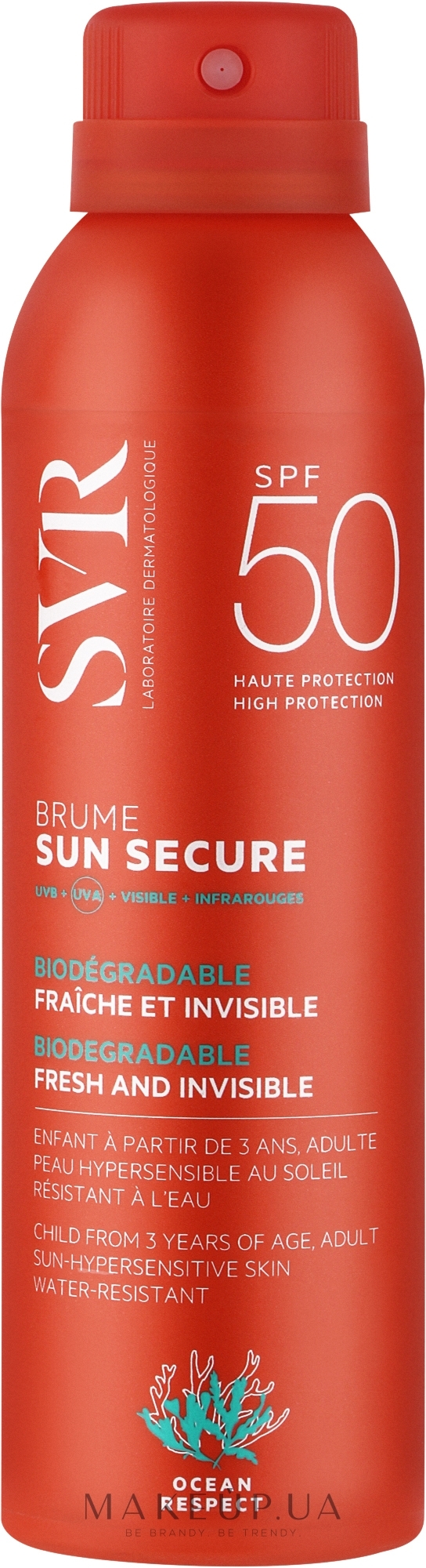 Солнцезащитный спрей - SVR Sun Secure Biodegradable Spf50 — фото 200ml