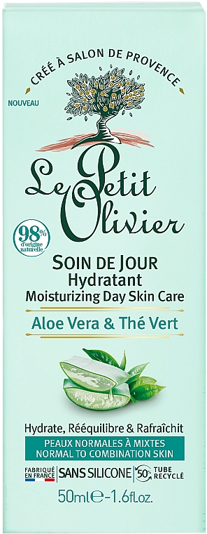 Денний крем "Інтенсивне зволоження" - Le Petit Olivier Moisturizing Day Care Aloe Vera & Green Tea — фото N3