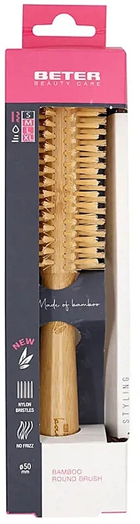 Расческа для волос бамбуковая, круглая - Beter Bamboo Round Brush — фото N1