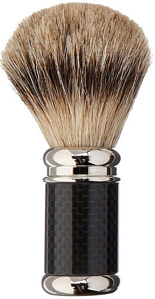 Помазок для гоління з хромованою ручкою - Golddachs Carbon Optic Finest Badger Shaving Brush Chrome Handle — фото N1