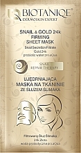 Укрепляющая тканевая маска для лица - Biotaniqe Snail Repair Therapy Snail & Gold 24K Firming Sheet Mask — фото N1