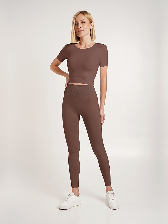 Безшовні легінси "LEGGINGS SPORT SHAPE", deep taupe - Giulia — фото N1