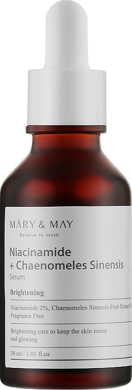 Освітлювальна сироватка з ніацинамідом та хеномелесом - Mary & May Niacinamide + Chaenomeles Sinensis Serum — фото N1