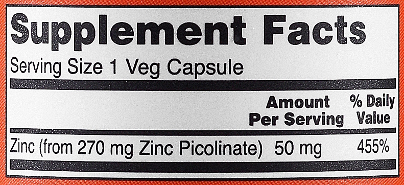 Капсулы "Пиколинат цинка" 50 мг - Now Foods Zinc Picolinate 50mg Veg Capsules — фото N5