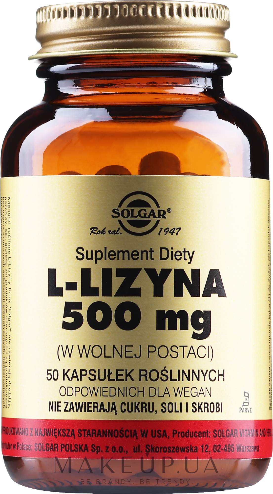 L-лізин, 500 мг - Solgar L-Lysine — фото 50шт