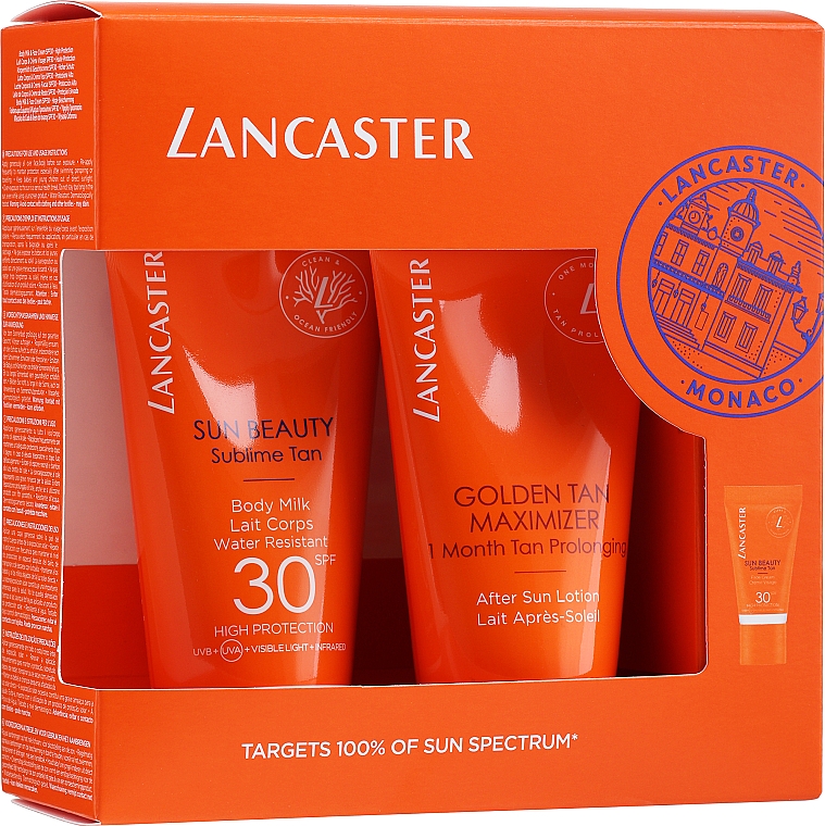 Набор - Lancaster Sun Beauty Gift Set SPF 30 (b/milk/50ml + b/lot/50ml + f/cr/3ml) — фото N1