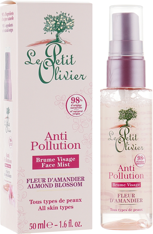 Вуаль для обличчя проти забруднень "Мигдалевий колір" - Le Petit Olivier Anti-Pollution Face Mist - Almond Blossom — фото N1