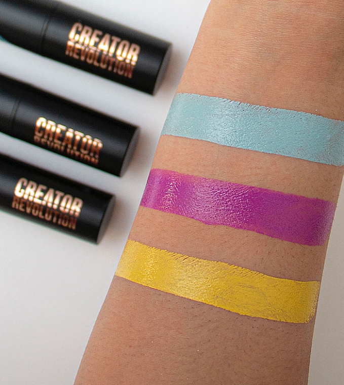 Набір стіків для макіяжу - Makeup Revolution Creator Fast Base Paint Stick Set Light Blue, Purple & Yellow — фото N3